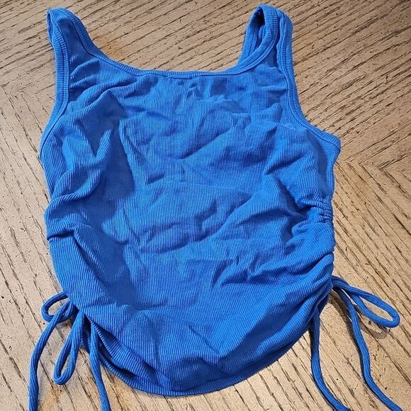 Princess Polly xx Royal Blie Ribbed Crop Top Size 6 - Picture 5 of 6